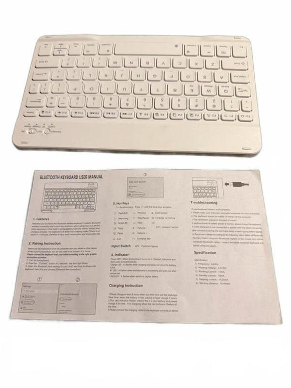 Universal Ultra-Slim Wireless Bluetooth Keyboard for Tablets - White